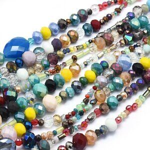 Faceted Mixed Electroplate Glass Beads Strands
